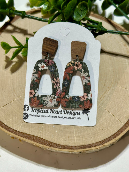 Open Wedge Earrings - Christmas Poinsettia