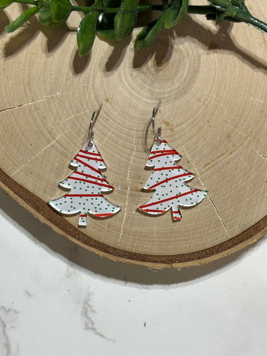 Christmas Cake Acrylic Tree Earrings
