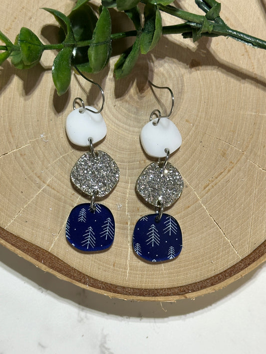 Triple Layer Winter Tree Acrylic Earrings