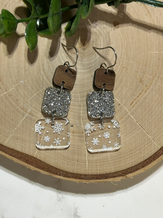 Triple Layer Winter Acrylic Earrings