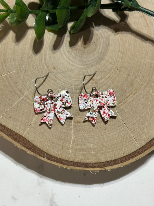 Mini Bow Earrings - Christmas Glitter