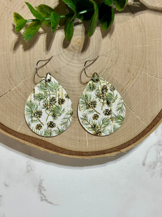 Small Teardrop Earrings - Pinecone