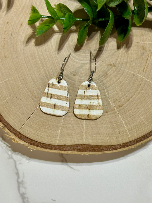 Mini Rounded Triangle Earrings - Neutral Stripes