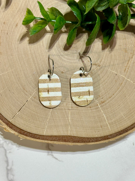 Mini Oval Earrings- Neutral Stripes