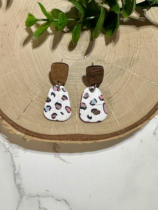 Mini Triangle/Connector Earrings - Boho Leopard