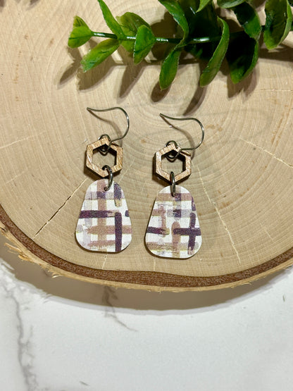 Mini Rounded Triangle/Connector Earrings - Fall Plaid