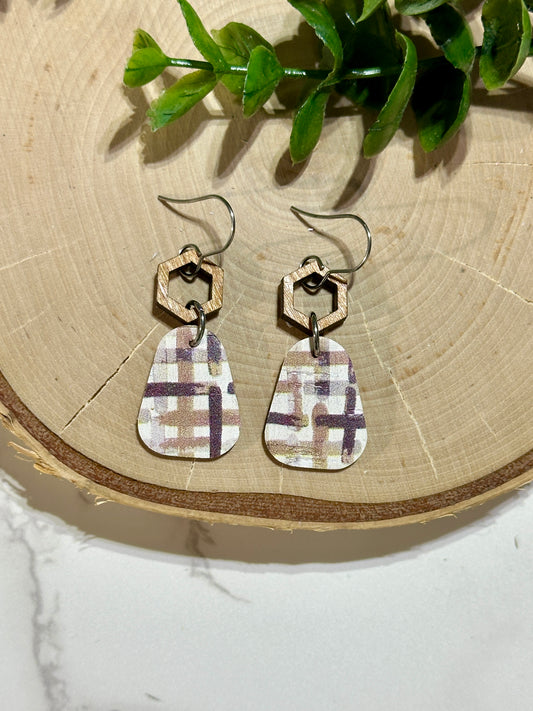 Mini Rounded Triangle/Connector Earrings - Fall Plaid