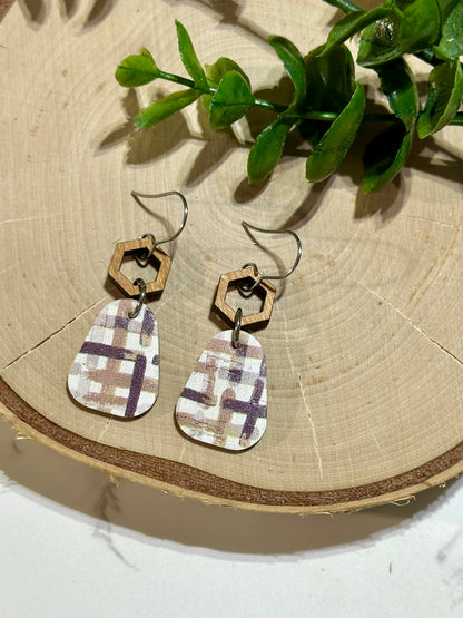 Mini Rounded Triangle/Connector Earrings - Fall Plaid