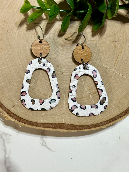 Open Rounded Triangle Earrings - Boho Leopard