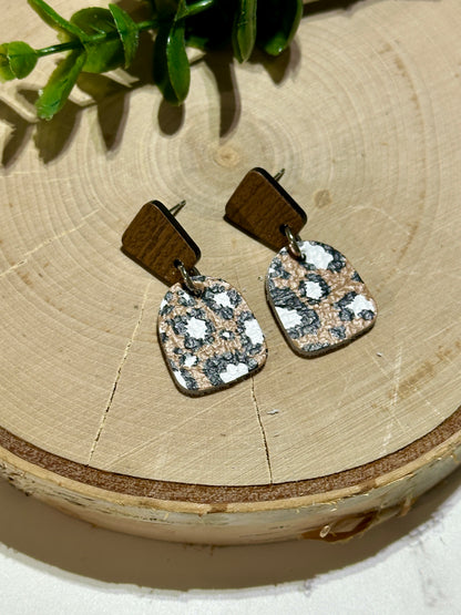 Mini Closed Arch/Connector Earrings - Brown Leopard