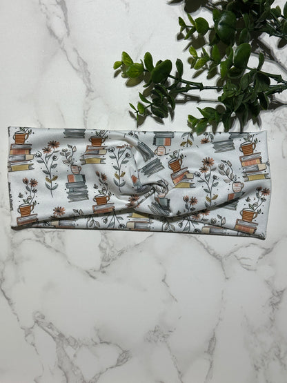 Floral Stack of Books/Mug Twist Headband