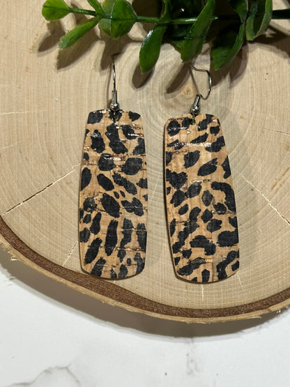 Natural Leopard Bar Earrings