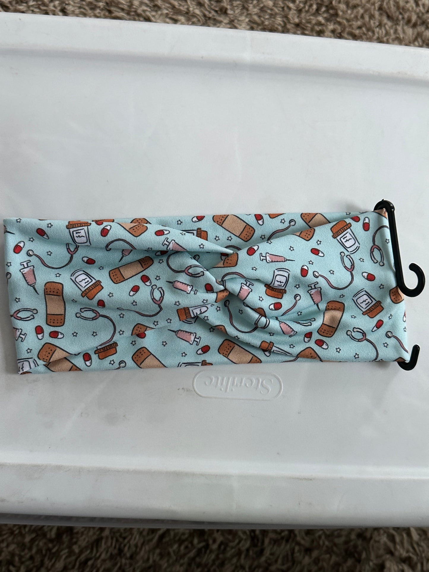Nurse/Bandaid on Blue Twist Headband