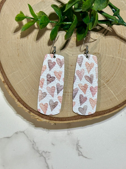 Bar Earrings - Watercolor Hearts
