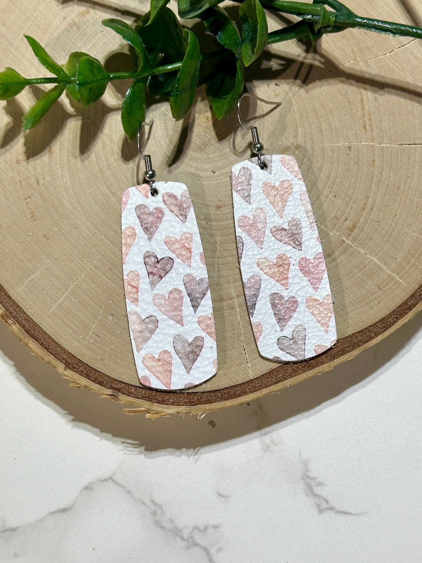 Bar Earrings - Watercolor Hearts