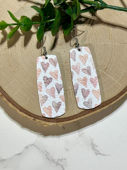 Bar Earrings - Watercolor Hearts