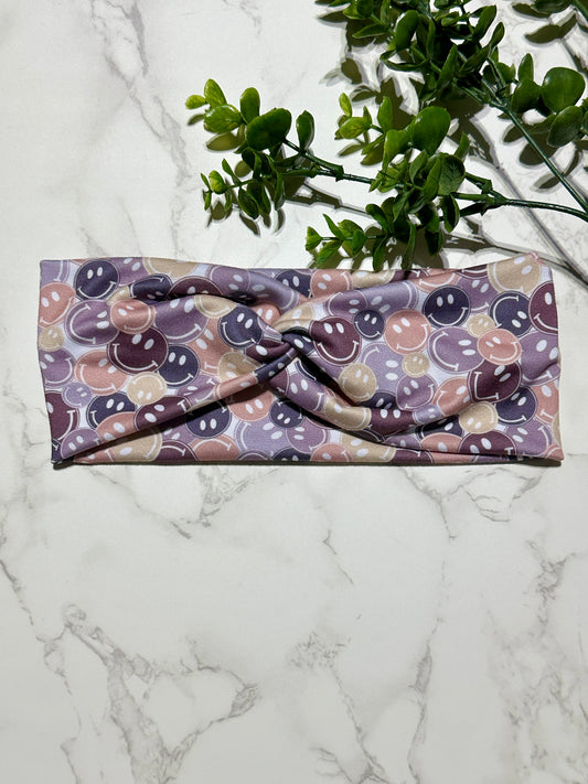 Smiles in Purple Twist Headband