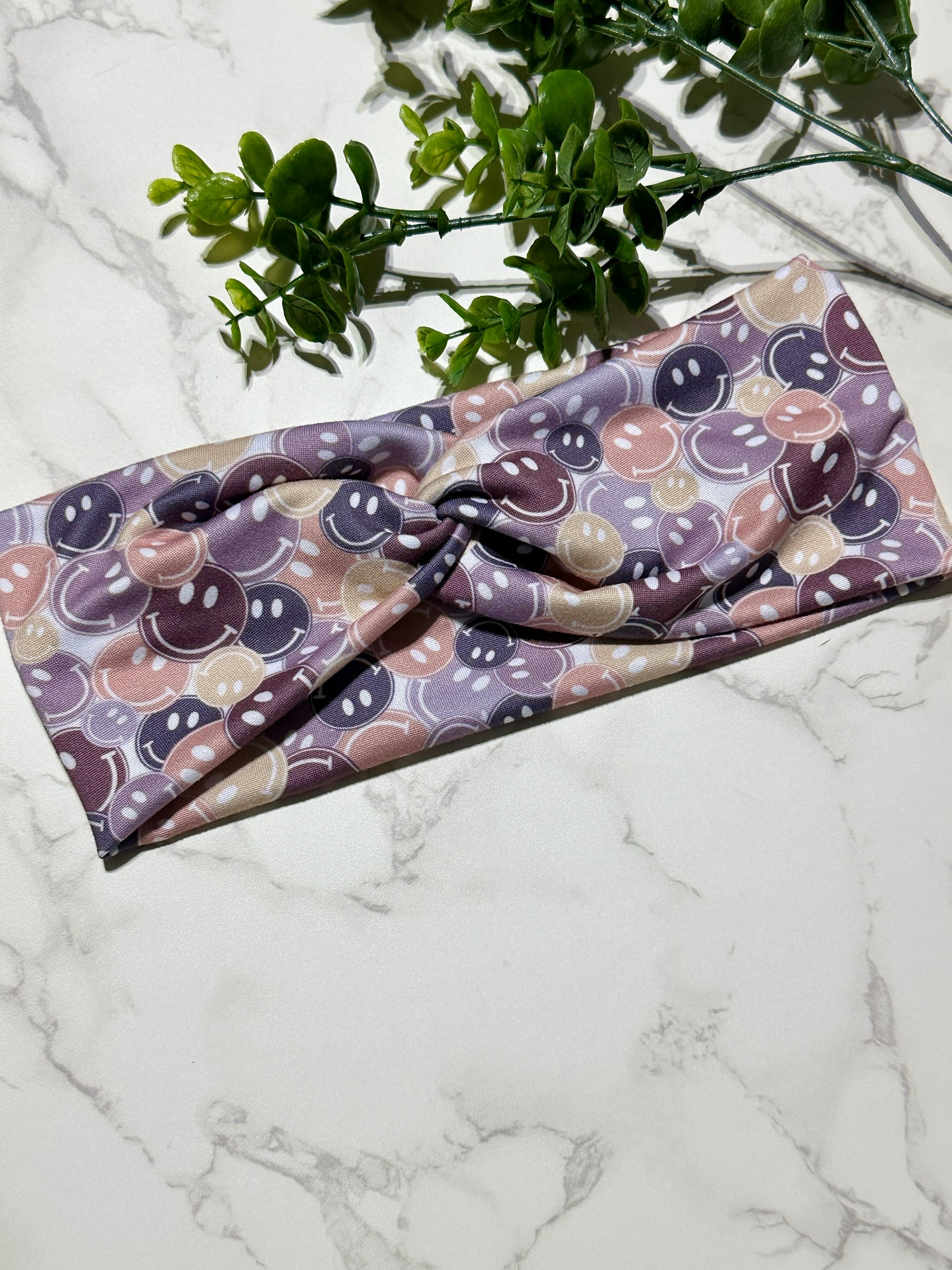 Smiles in Purple Twist Headband