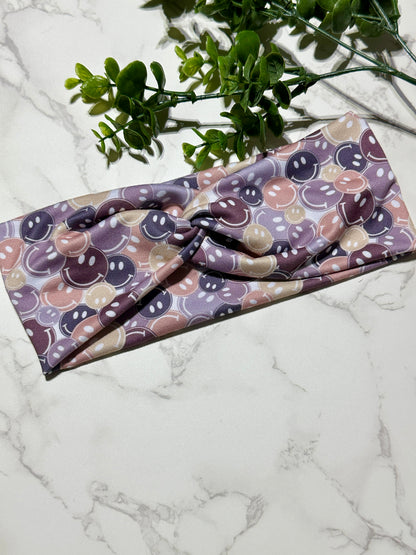 Smiles in Purple Twist Headband