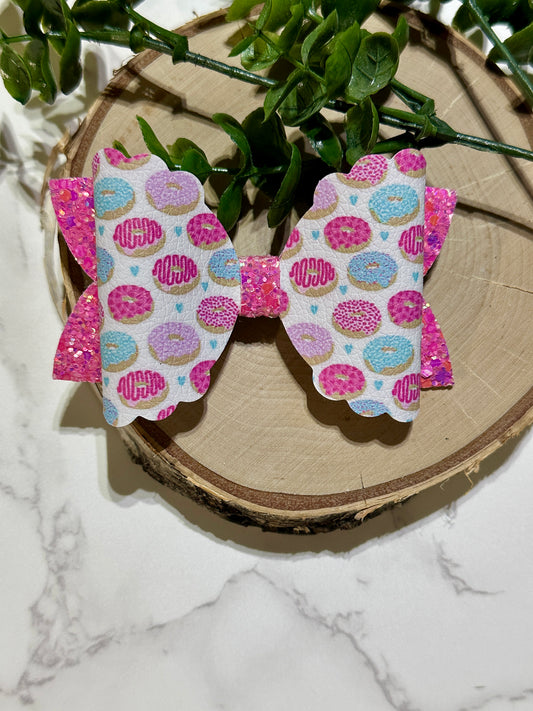Donuts on Pink Glitter Hairbow