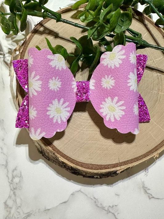 Daisies on Purple Hairbow