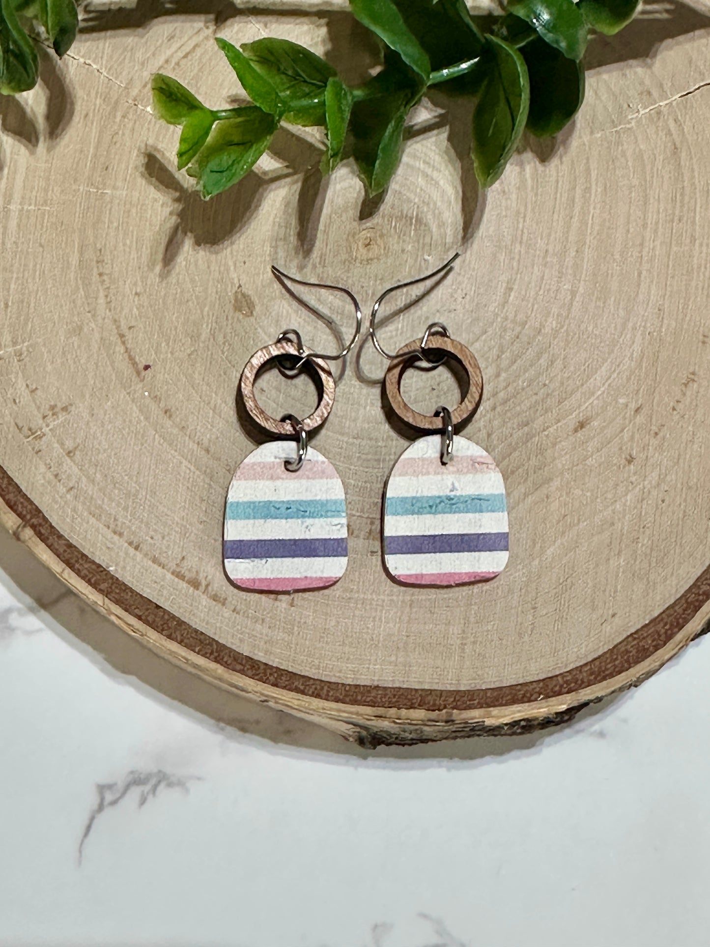 Mini Closed Arch Earrings - Pastel Stripes