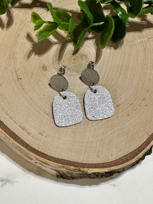 Mini Closed Arch Earrings - Silver Sparkle