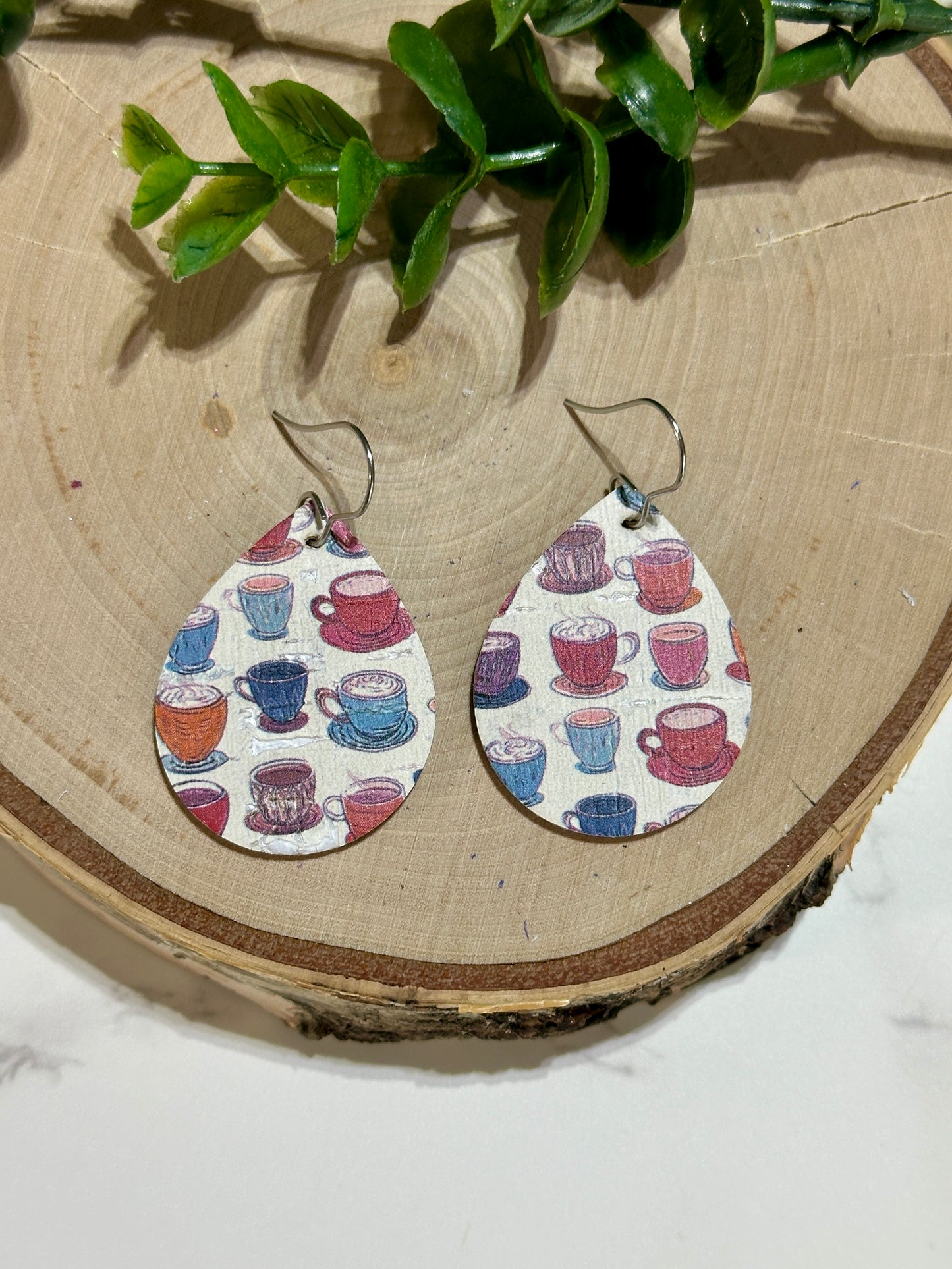 Small Teardrop Earrings - Coffee Mugs