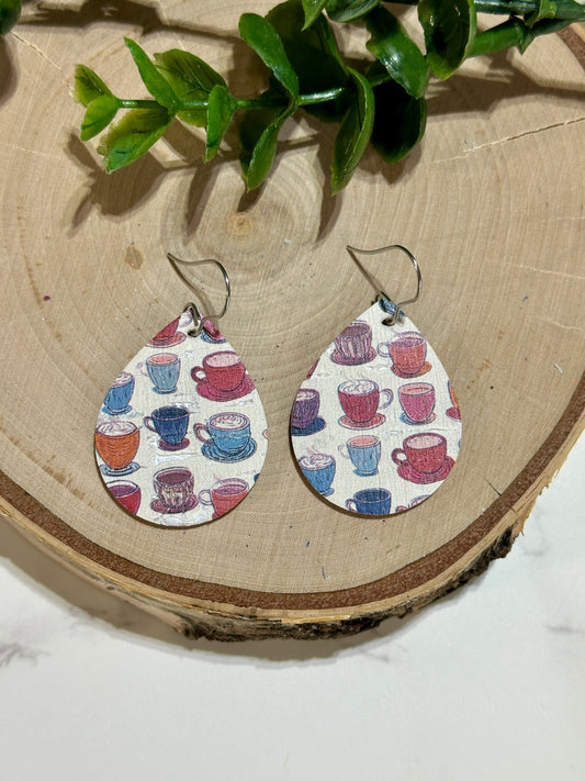 Small Teardrop Earrings - Coffee Mugs
