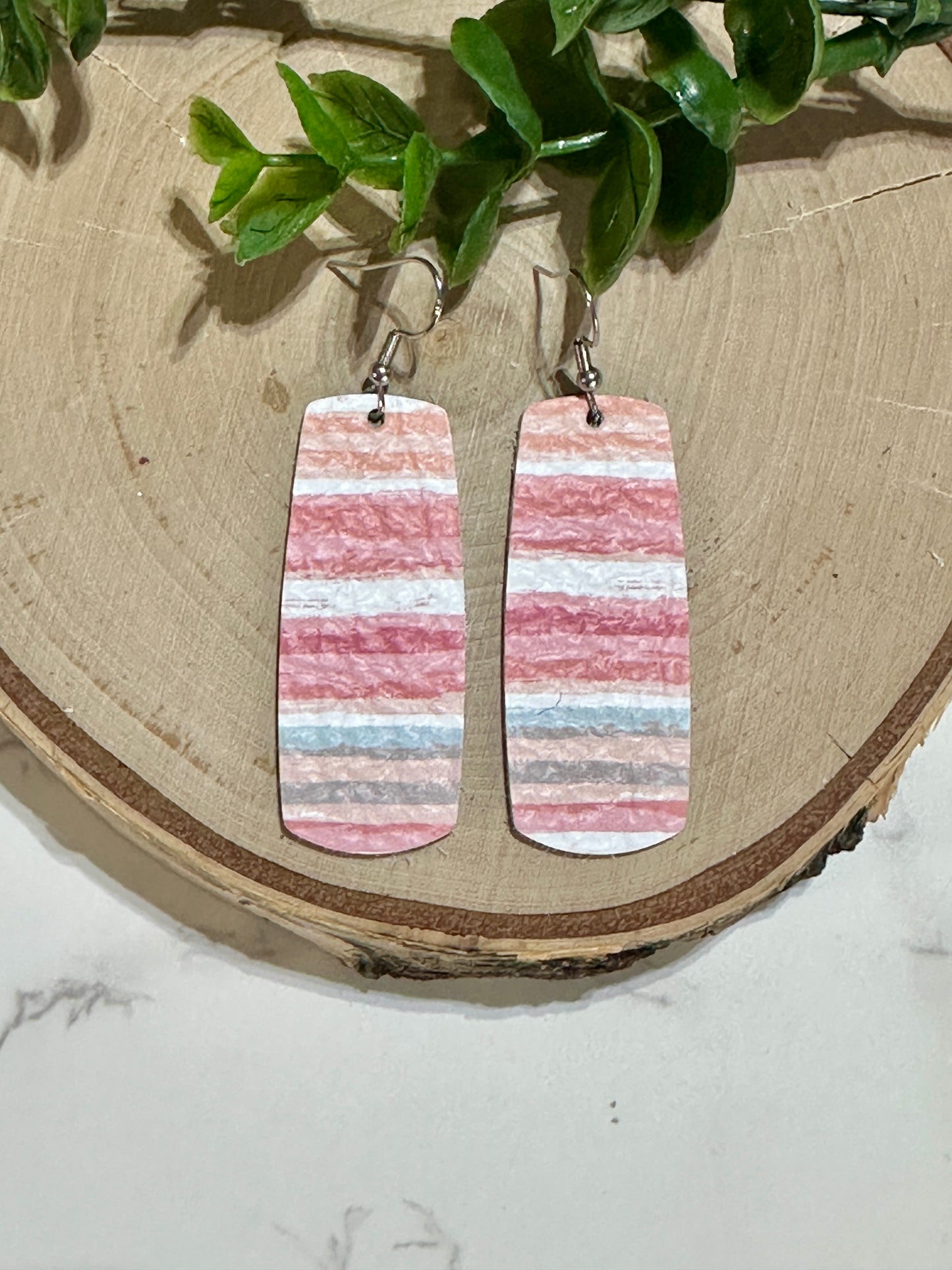Bar Earrings - Pink Sunset Stripes