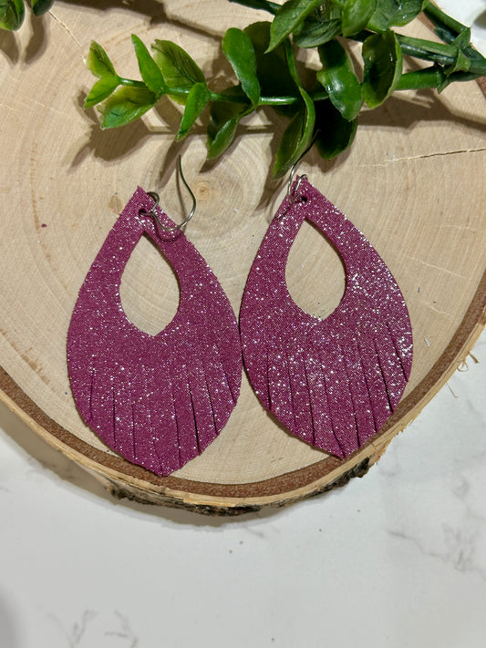Open Pedal Fringe Earrings - Rose Sparkle