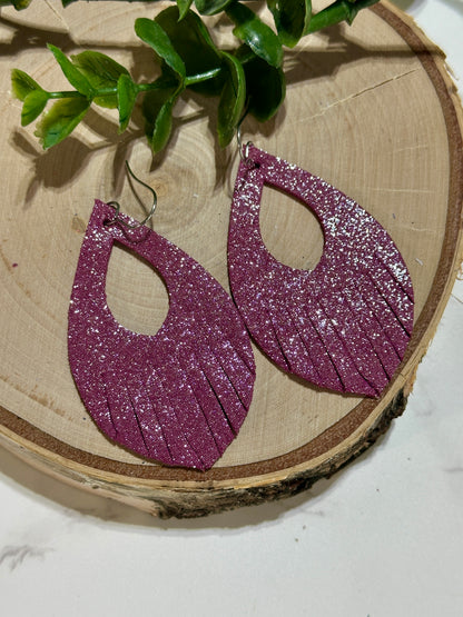 Open Pedal Fringe Earrings - Rose Sparkle