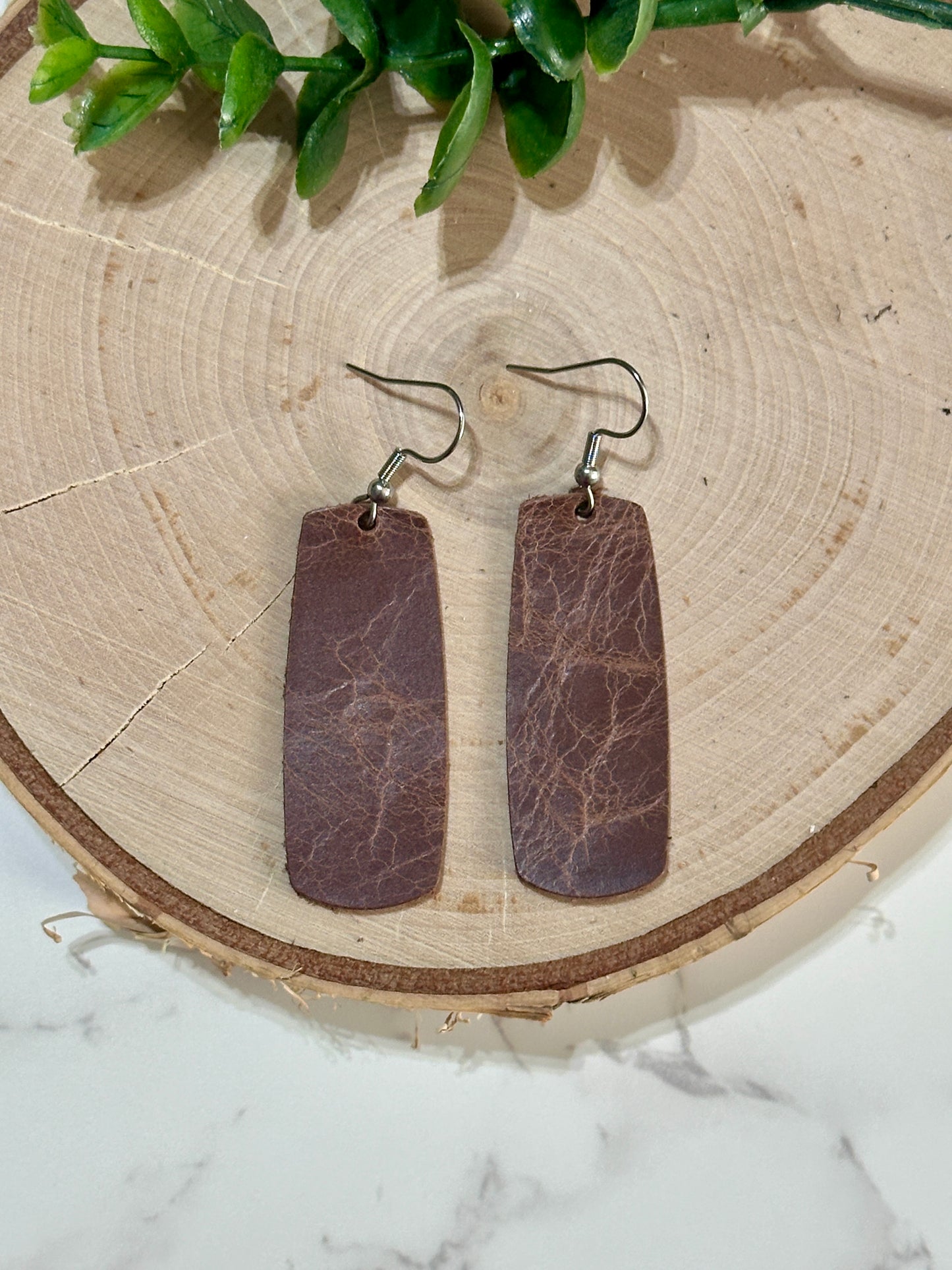 Small Bar Earrings - Brown