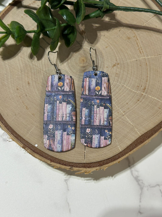 Bar Earrings - Books on a Shelf