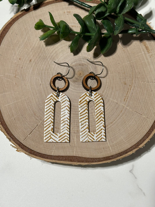 Modern Open Arch/Connector Earrings - Neutral Chevron