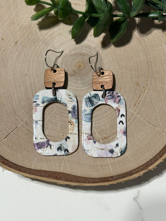 Open Rounded Rectangle/Connector Earrings - Watercolor