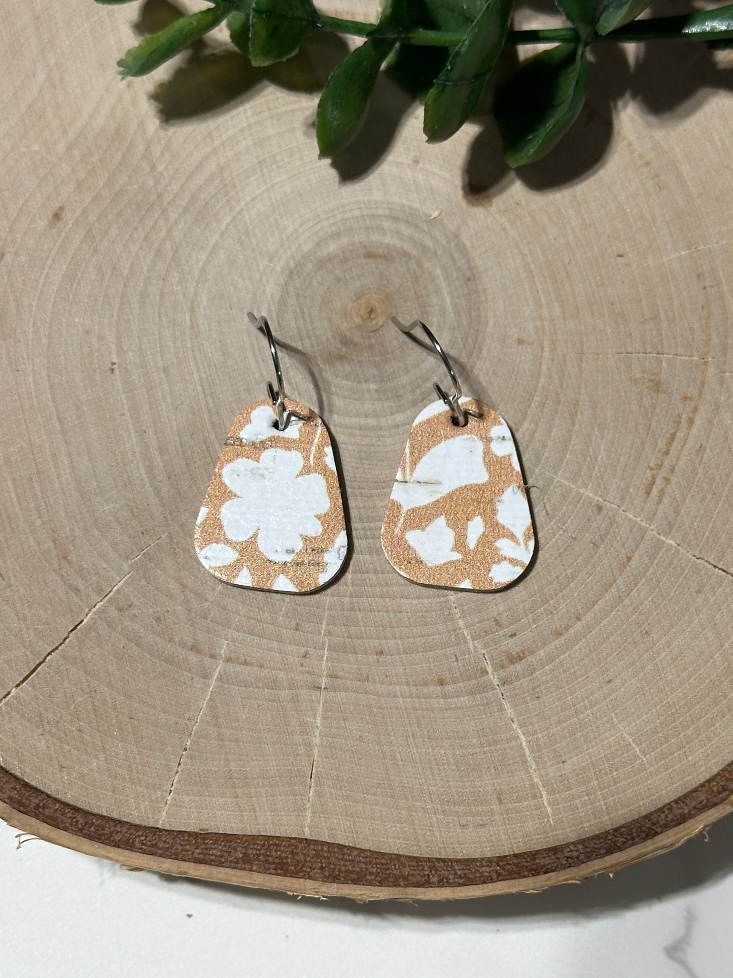 Mini Rounded Triangle Earrings - Floral Mustard