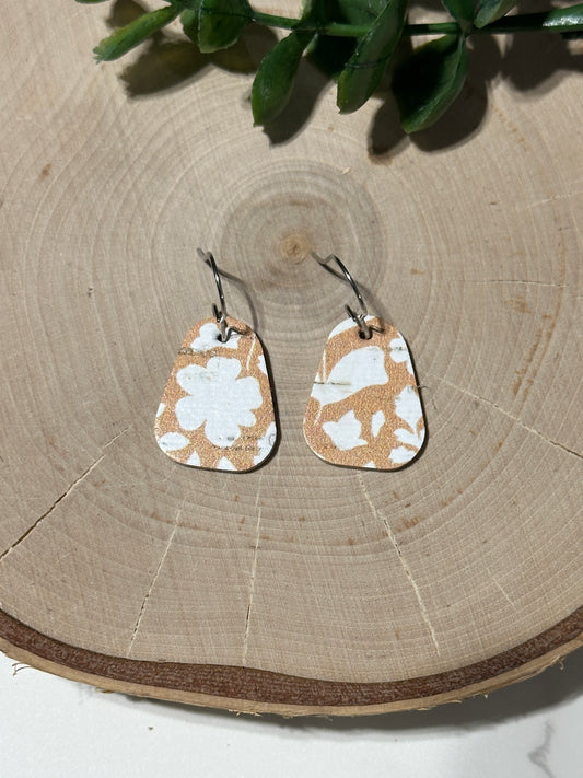 Mini Rounded Triangle Earrings - Floral Mustard
