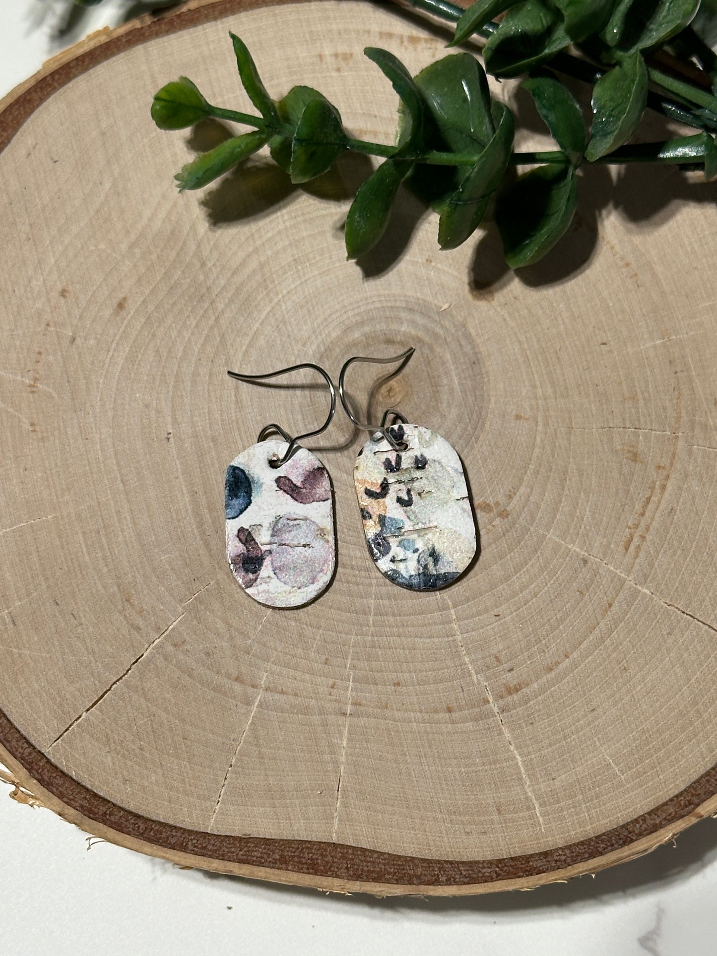 Mini Oval Earrings - Watercolor