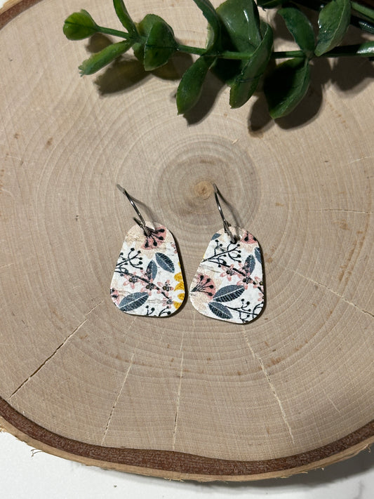 Mini Rounded Triangles Earrings - Yellow Floral