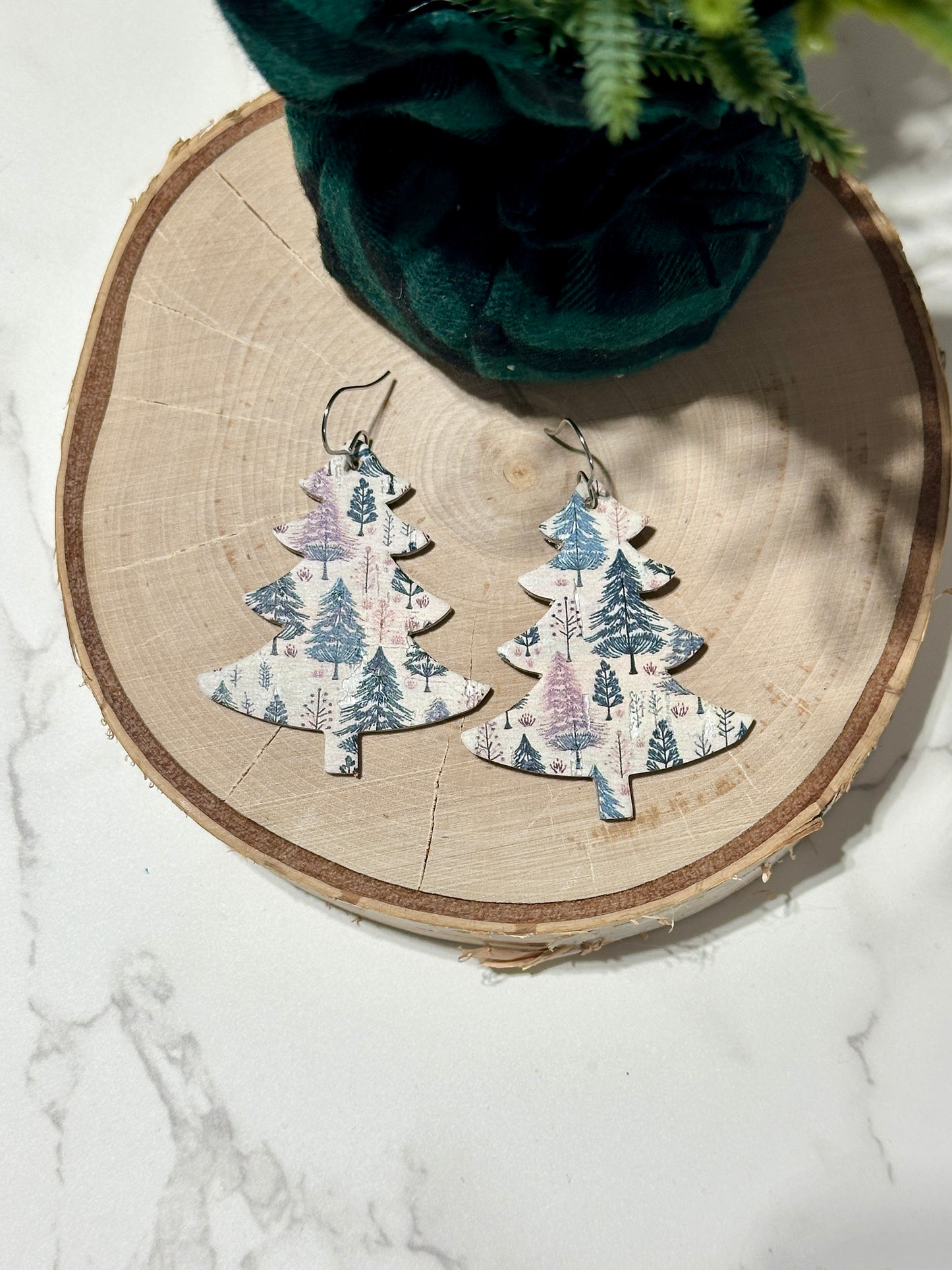 Pinkish Winter Forest - Tree Earrings