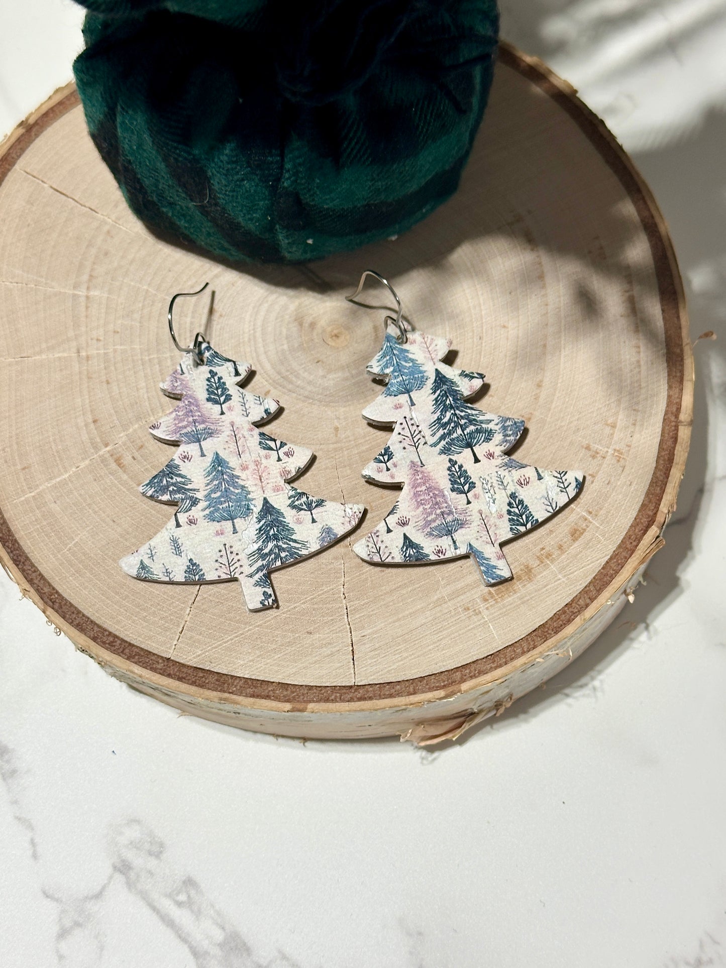 Pinkish Winter Forest - Tree Earrings