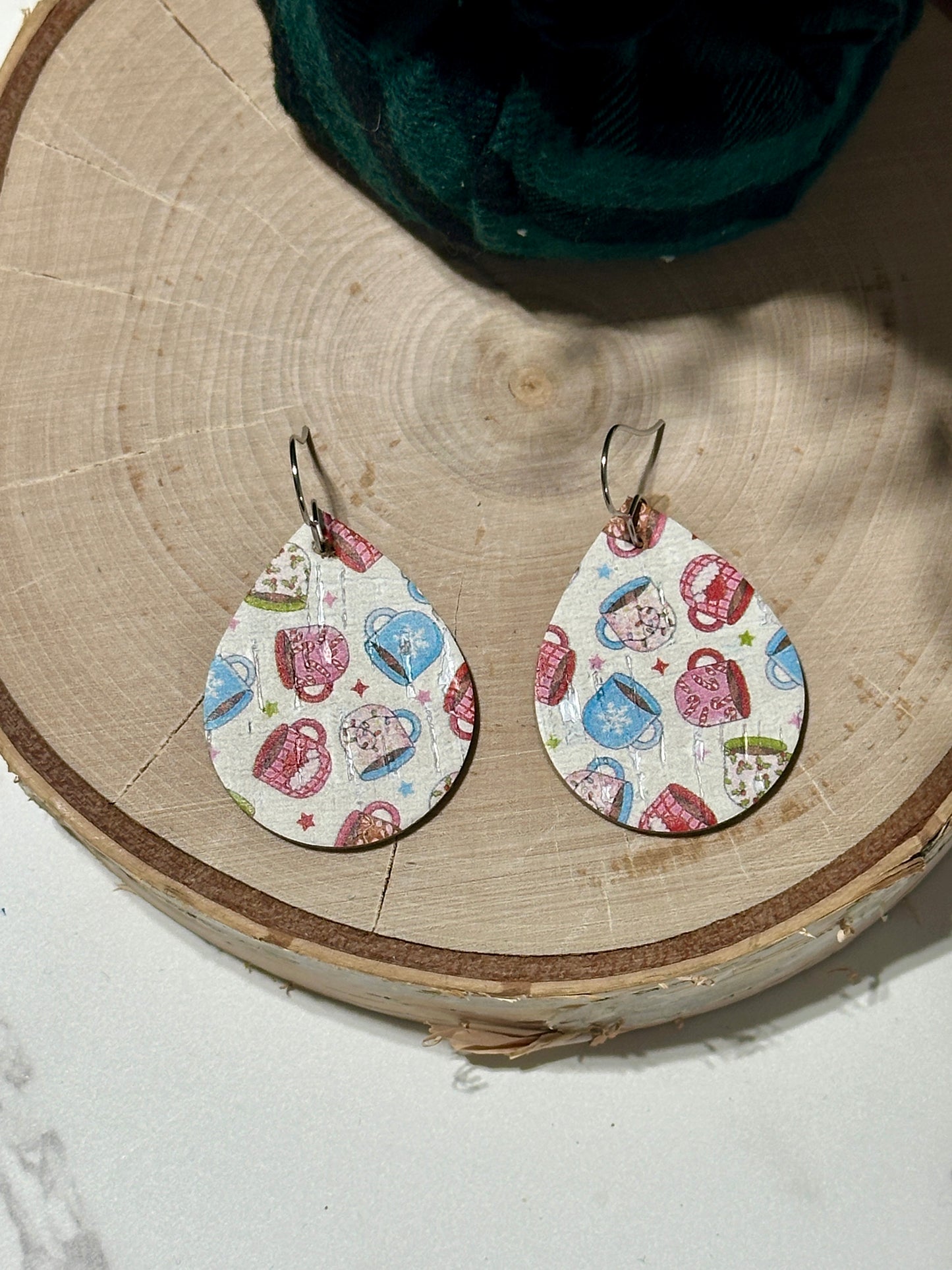 Small Teardrop Earrings - Winter Mugs