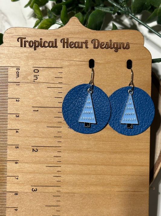 Blue Tree/Blue Circle Earrings