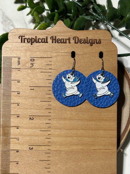 Polar Bear/Blue Circle Earrings