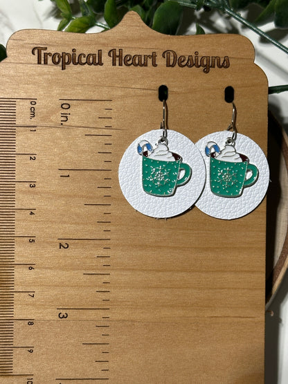 Winter Mug/White Circle Earrings