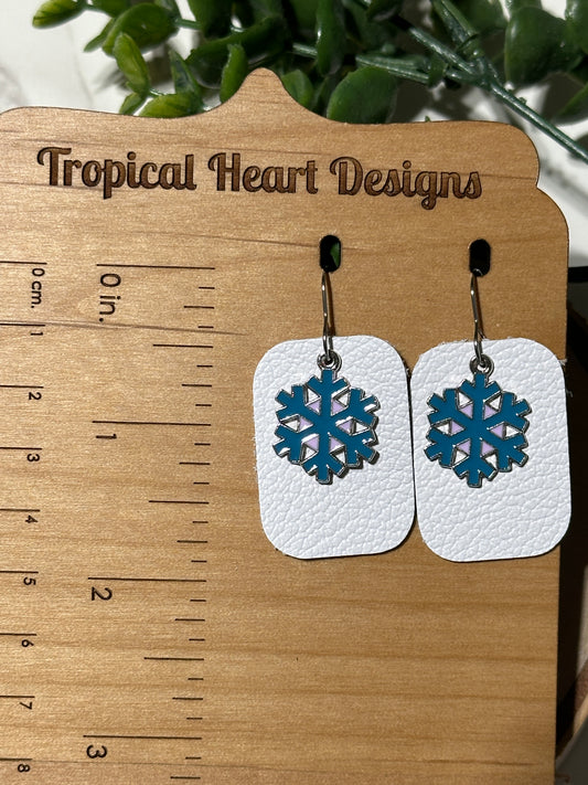 Snowflake/White Rectangle Earrings