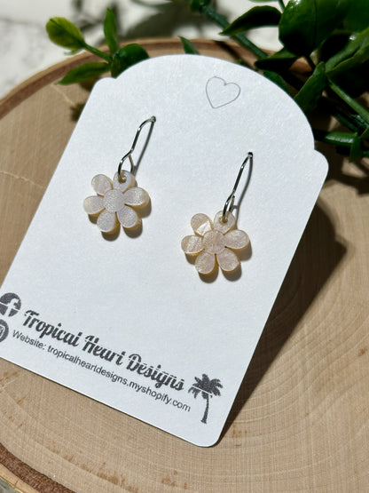 Mini Flower Acrylic Earrings - Orange Cream