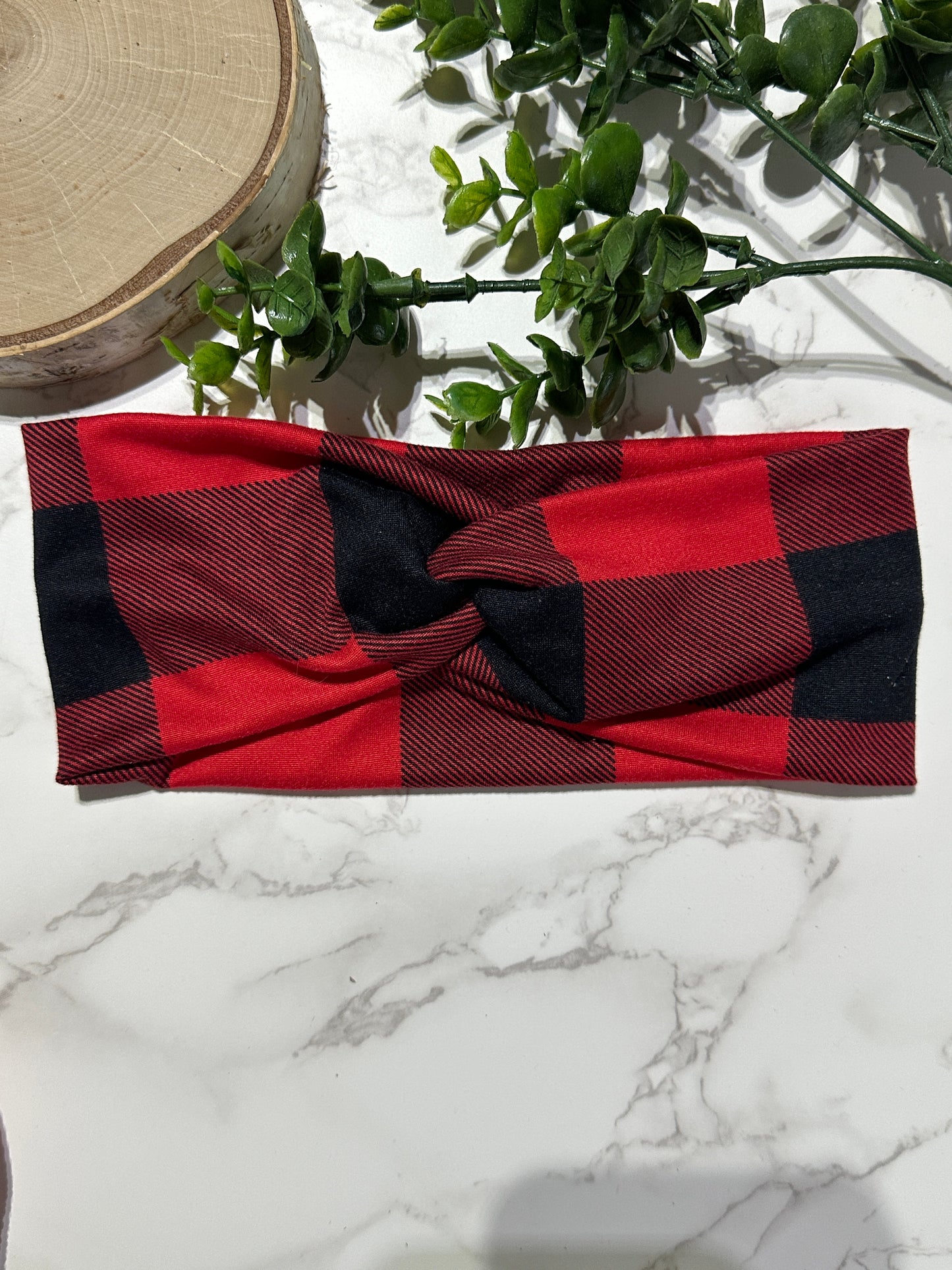 Large Buffalo Plaid Twist Headband