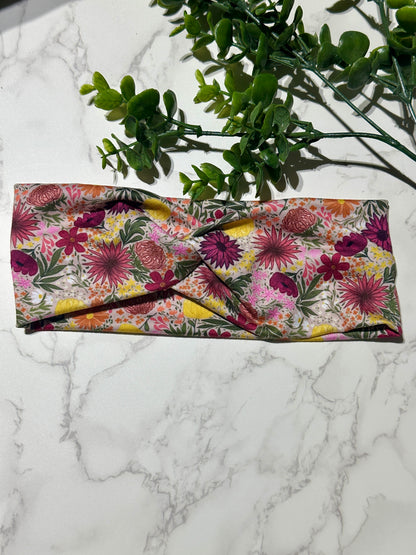 Pink/Yellow Flowers Twist Headband